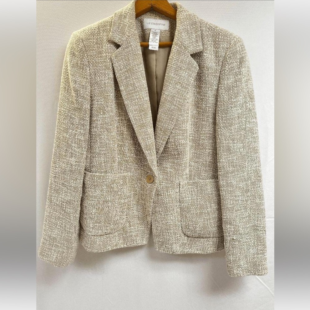 Liz Claiborne Beige Tweed Blazer